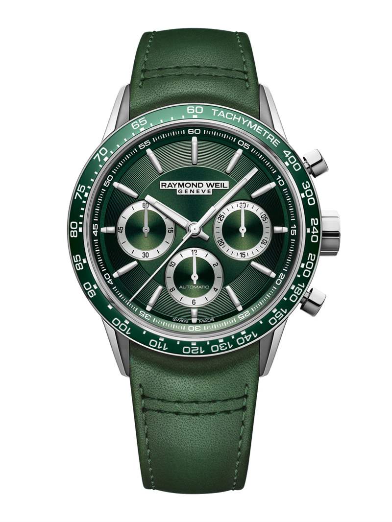 Raymond Weil佩戴Freelancer7741綠色計時腕表-復刻表