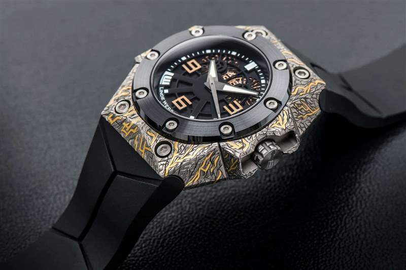 林德偉德林Oktopus Volcano個性24K金雕花腕表-復刻表