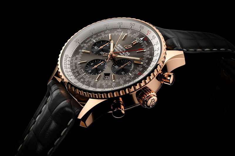 百年靈航空時(shí)計(jì)B03 Chronograph Rattrapante 45 紅金腕表-復(fù)刻表
