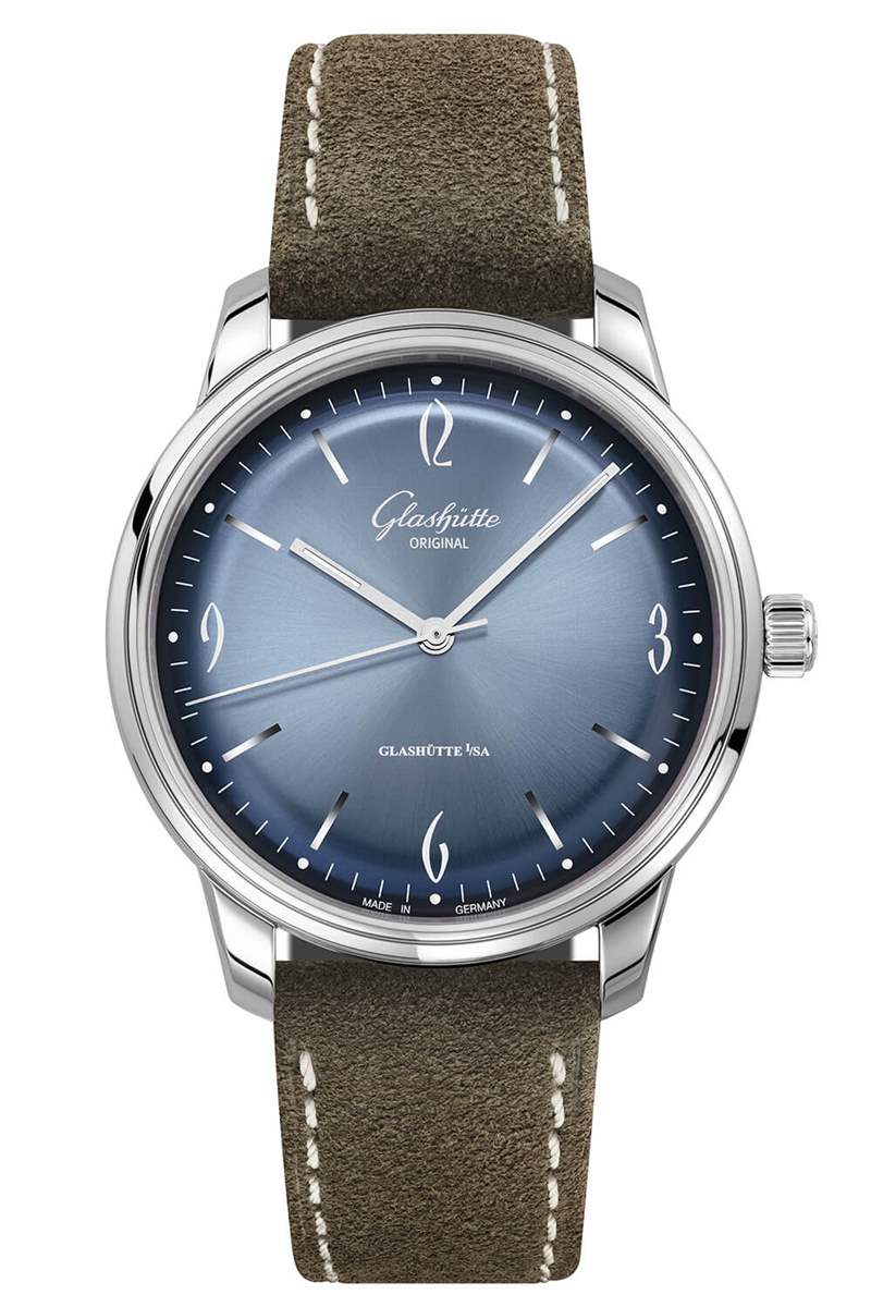 格拉蘇蒂原創(chuàng)Sixties Glacier藍(lán)色放射紋盤(pán)面腕表-復(fù)刻表