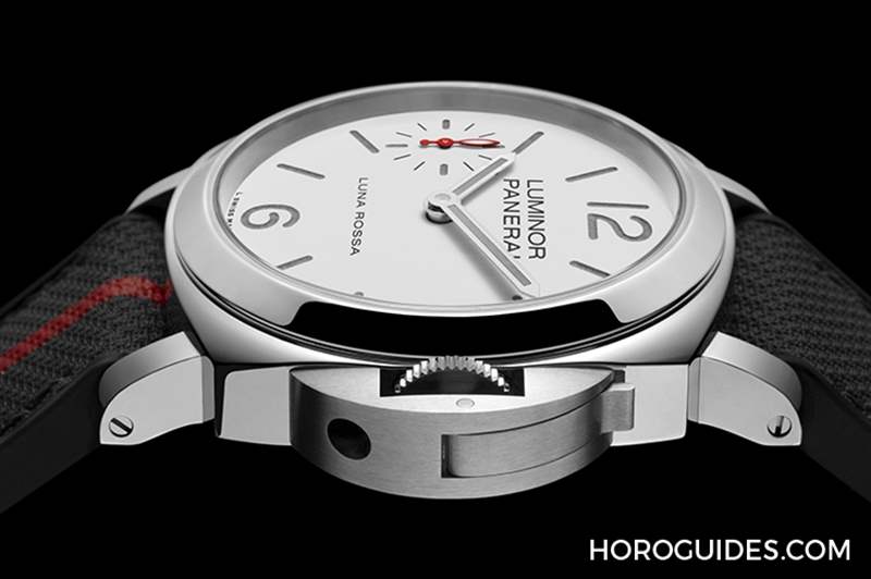 消光白表盤(pán)、紅色小秒針，純凈又搶眼｜Panerai Luminor Luna Rossa腕表PAM01342-復(fù)刻表