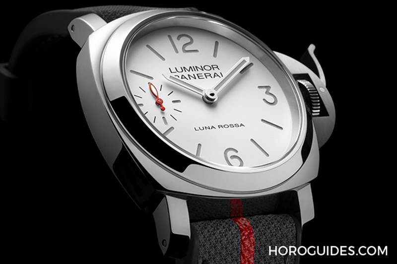 消光白表盤(pán)、紅色小秒針，純凈又搶眼｜Panerai Luminor Luna Rossa腕表PAM01342-復(fù)刻表