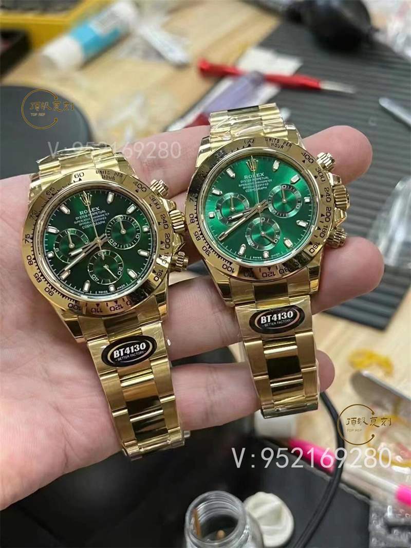 BT廠勞力士4130綠金迪通拿復(fù)刻表鍍金會掉色嗎-復(fù)刻表