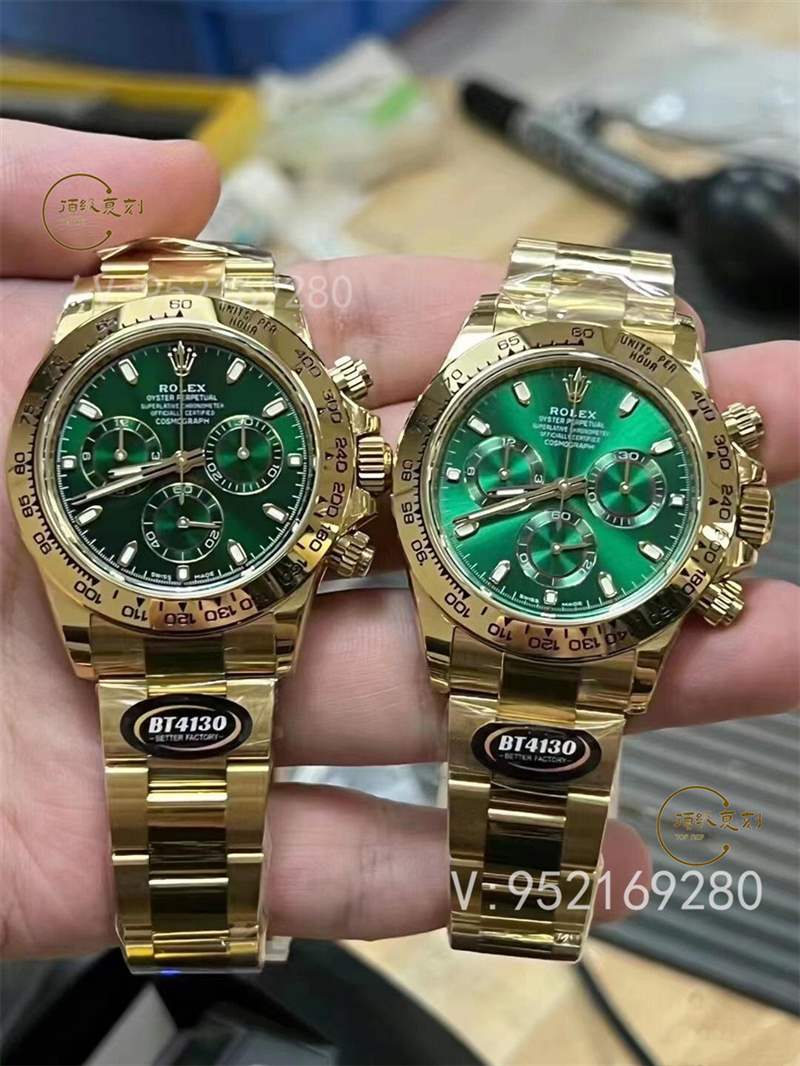 BT廠勞力士4130綠金迪通拿復(fù)刻表鍍金會掉色嗎-復(fù)刻表