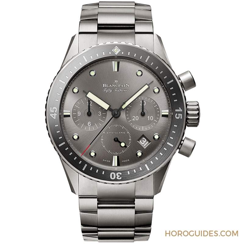 18K紅金藍(lán)面、23級鈦灰面，Blancpain五十噚深潛器飛返計時碼表兩款延伸新作-復(fù)刻表