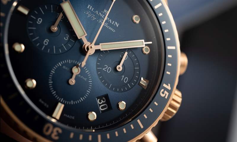 18K紅金藍(lán)面、23級鈦灰面，Blancpain五十噚深潛器飛返計時碼表兩款延伸新作-復(fù)刻表