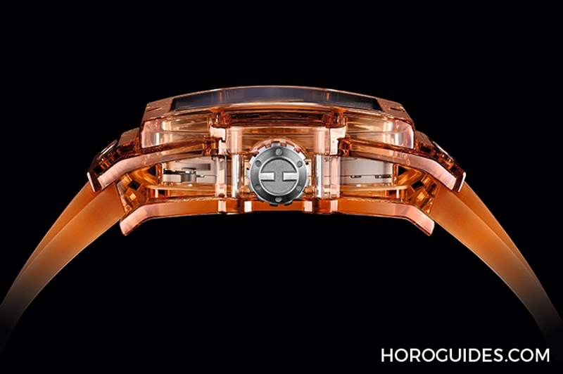 高透光冰橙色！Hublot Spirit of Big Bang冰橙藍(lán)寶石陀飛輪五日鏈腕表-復(fù)刻表