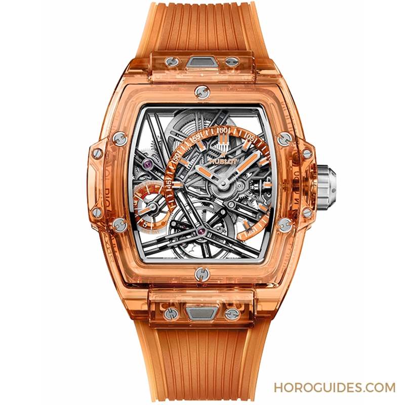 高透光冰橙色！Hublot Spirit of Big Bang冰橙藍(lán)寶石陀飛輪五日鏈腕表-復(fù)刻表