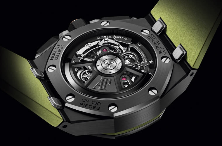 AP皇家橡樹離岸型陀飛輪計時碼表改黑陶瓷殼搭綠色新裝上陣-復刻表