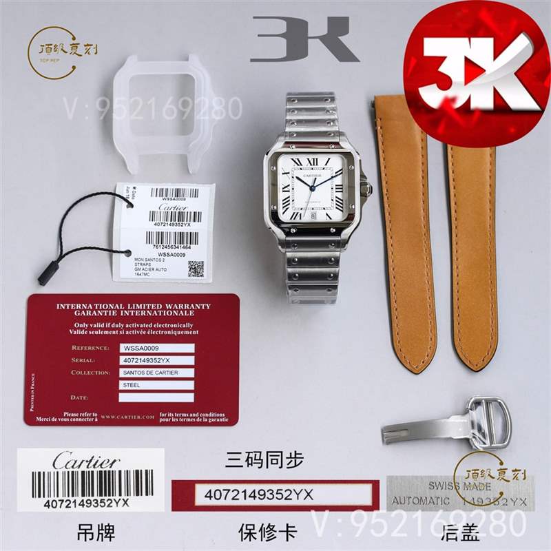 3K廠卡地亞山度士對比正品怎么樣,比V6廠、BV廠、GF廠更值得入手嗎-復刻表