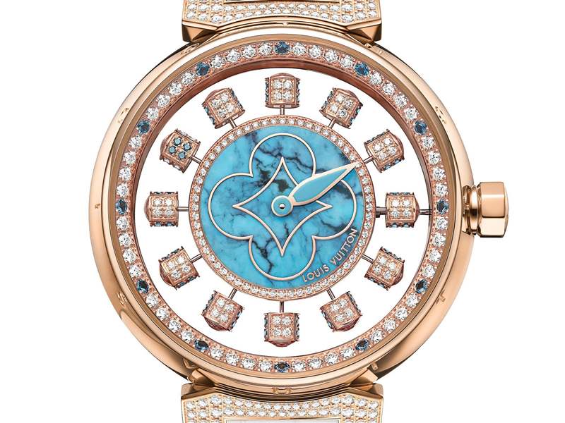 Louis Vuitton推出寶石表盤版Tambour Spin Time Air腕表：孔雀石，綠松石，寶石懸空表盤-復刻表