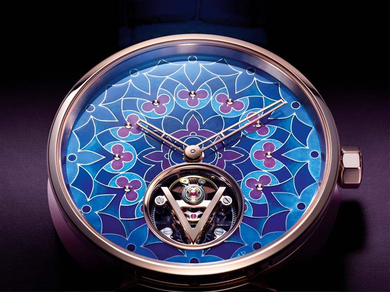 Louis Vuitton推出Tambour Moon Flying Tourbillon Kaleidoscope飛行陀飛輪腕表：琺瑯萬花筒-復刻表