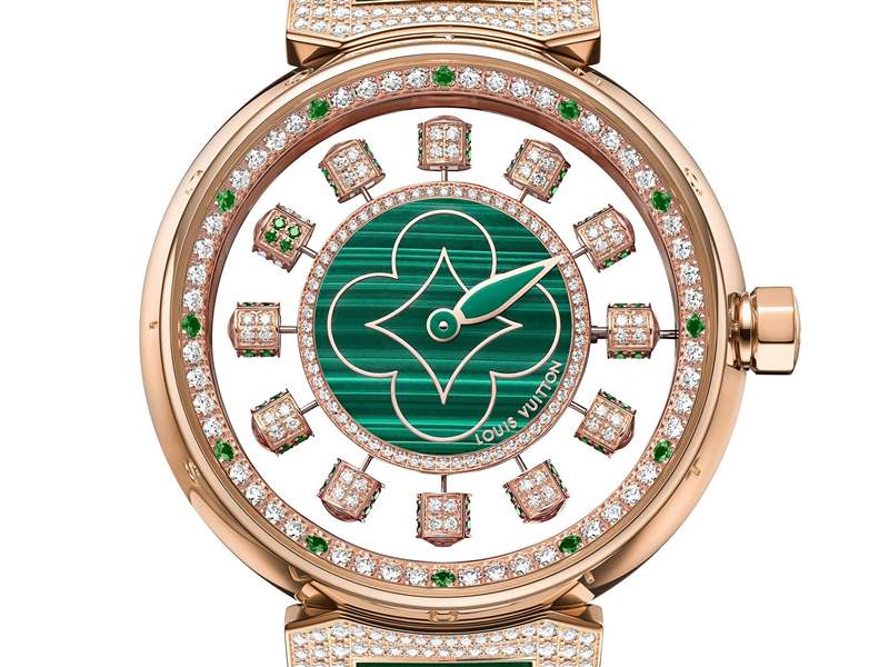 Louis Vuitton推出寶石表盤版Tambour Spin Time Air腕表：孔雀石，綠松石，寶石懸空表盤-復刻表