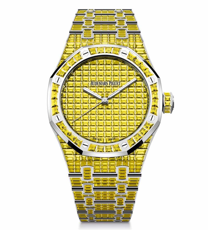 愛彼推出Royal Oak Selfwinding Rainbow Sets珠寶腕表：彩色寶石鑲嵌-復(fù)刻表