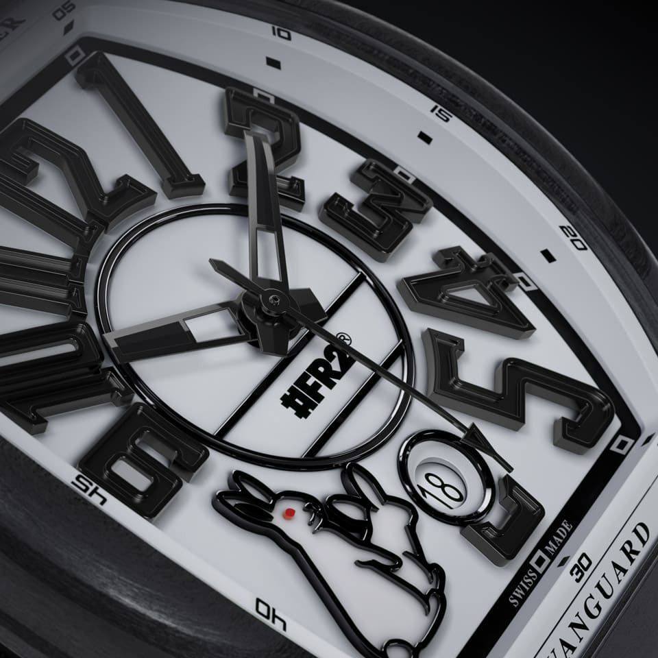 FRANCK MULLER與日本潮牌#FR2攜手創作Vanguard大三針面盤夜光兔子圖案大展叛逆個性-復刻表