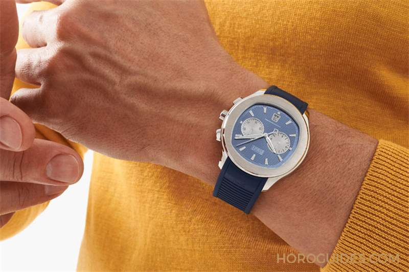 伯爵Polo冰河藍精鋼計時碼表-復刻表